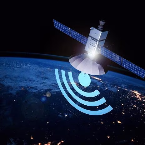 Satellite in orbit providing Internet to Earth