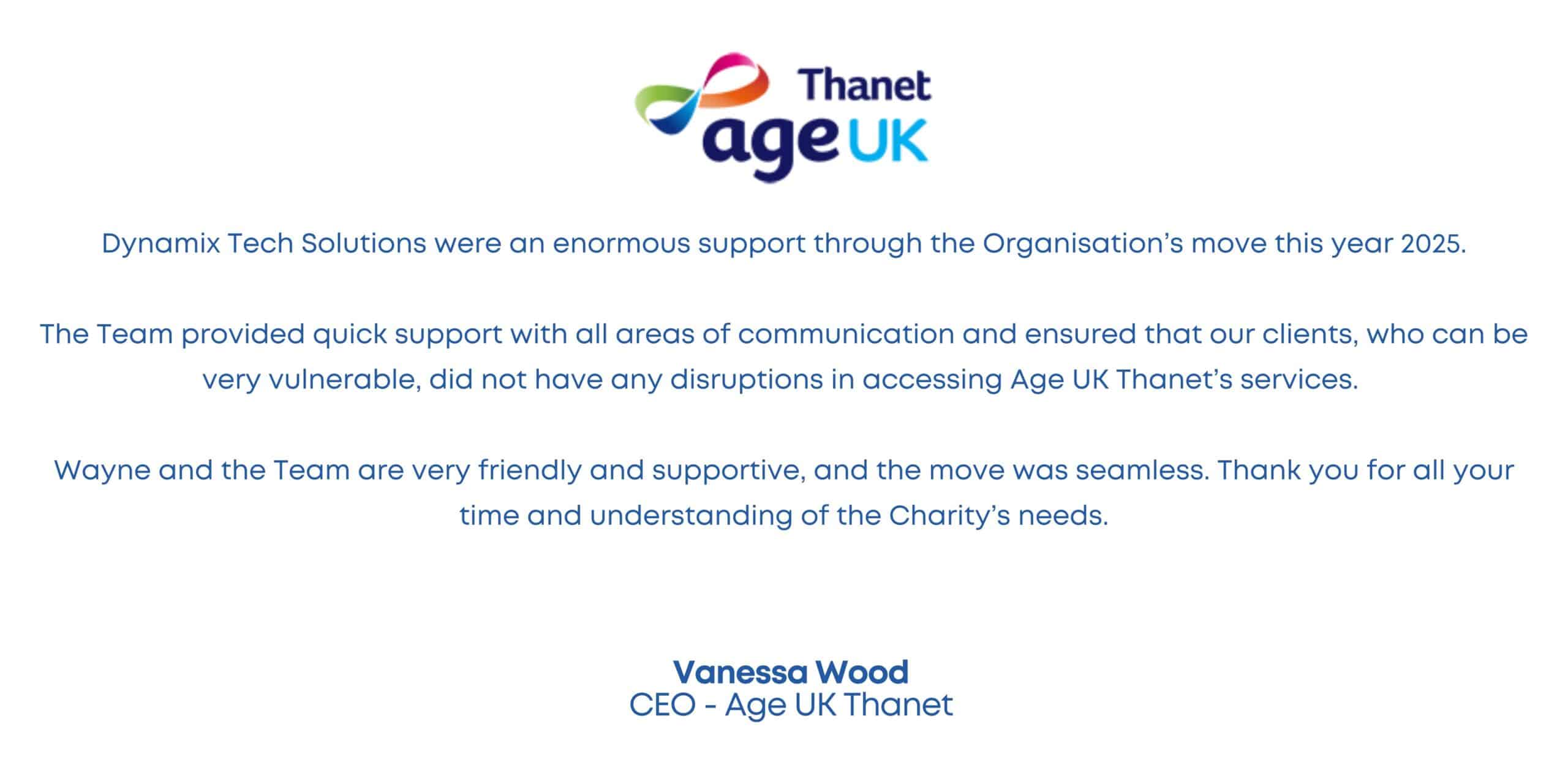 Dynamix Tech Solutions supporting Age UK with IT services.